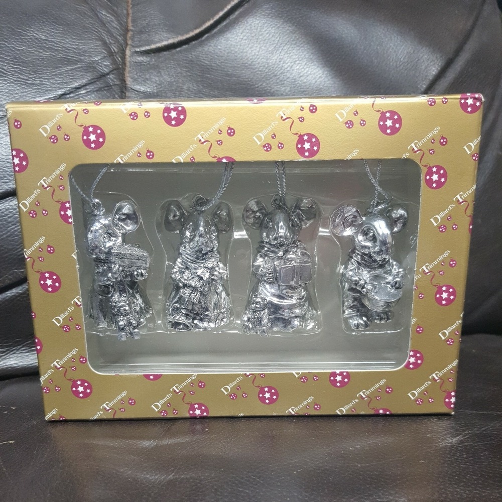 Dillard's Trimmings Ornaments Set Silver Plastic Christmas Mice